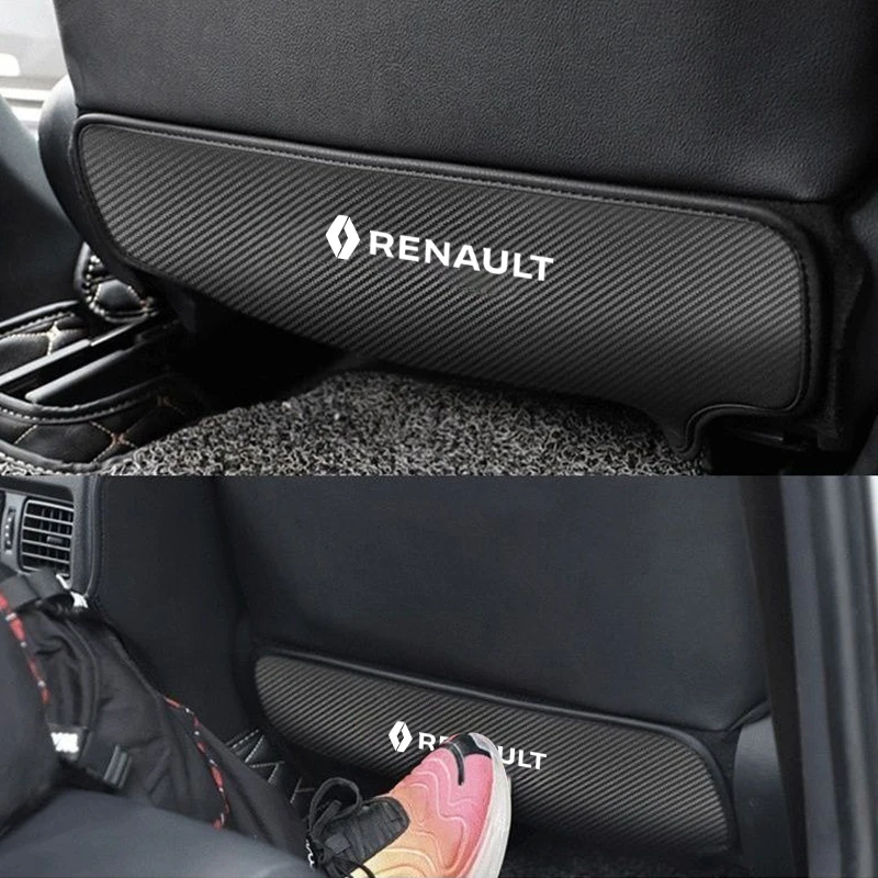 Carbon fiber Car Seat Anti Kick Pad For Renault RS Koleos Captur Kadjar Megane Clio Talisman Scenic Arkana Zoe Twingo Accessory