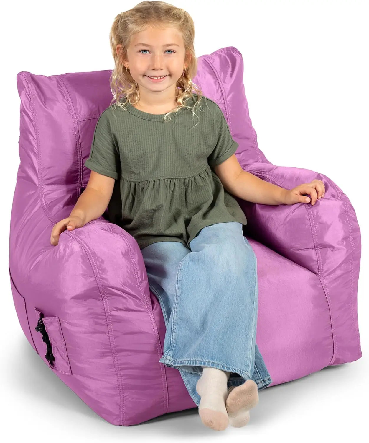 

Durable Bean Bag Chair with Drink Holder, Pocket, Radiant Orchid Color, 3 Feet Size