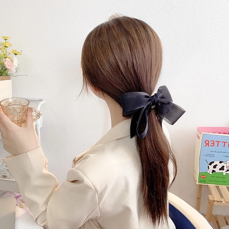 New Fashion Banana Vertical Clip For Women Ponytail Hairpin Bow Headgear Temperament Elastic Horizontal Clip Wholesale