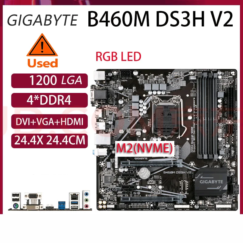 

GIGABYTE B460M DS3H V2 Motherboard LGA 1200 Intel H470 Micro-ATX Mainboard with M.2, SATA 6Gb/s, USB 3.2 Gen 1, Smart Fan 5