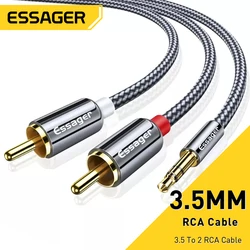 Essager RCA Cable Jack 3.5 To 2 RCA Cable AUX Audio Cable 3.5 Mm  Male Adapter Splitter For TV Box Apple Tv Speaker Wire Cord