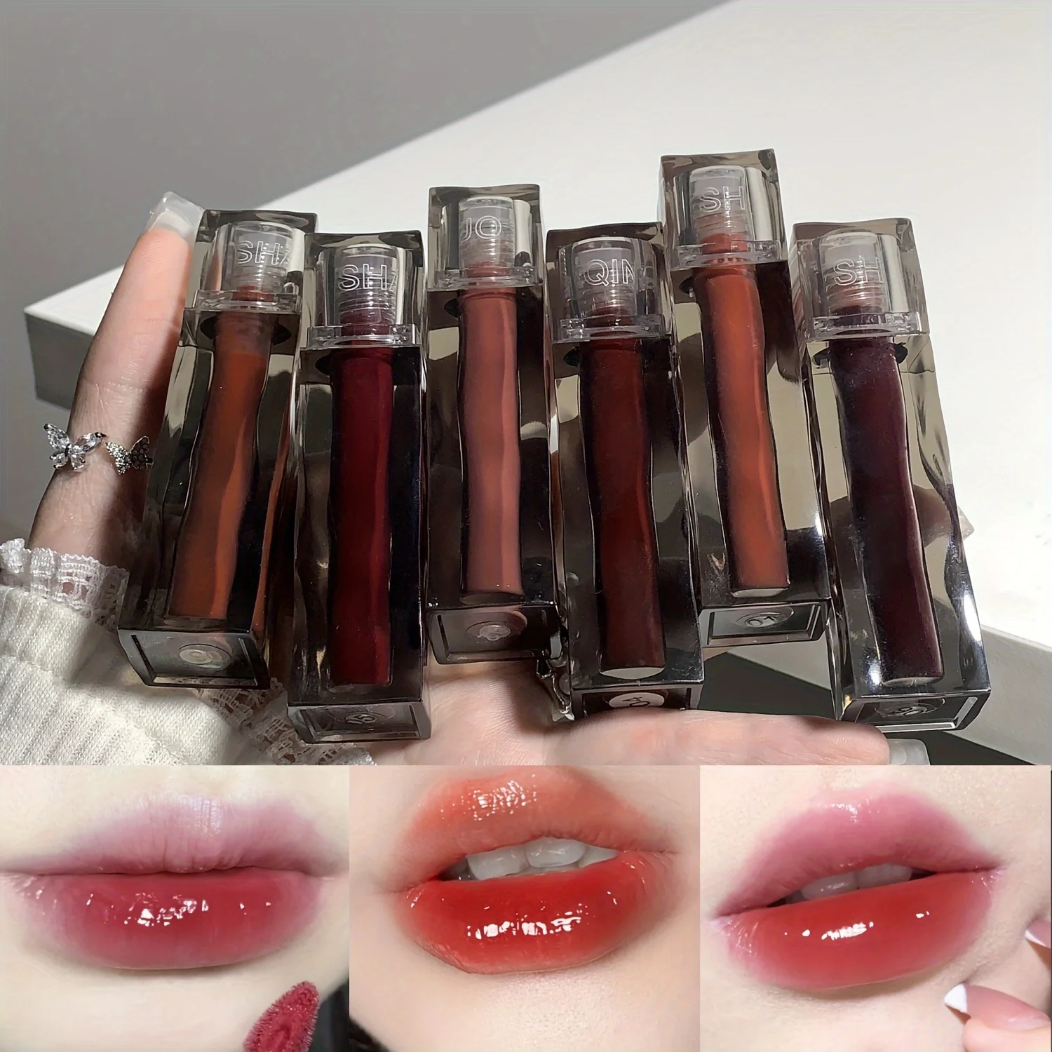 Adorable Bear Mirror Lip Glaze - ลิปสติกเนื้อลิควิดติดทนนาน ไม่ซีดจาง ให้ความชุ่มชื้นพร้อมเนื้อน้ํา - หน้าแข้งมันวาวหรูหรา