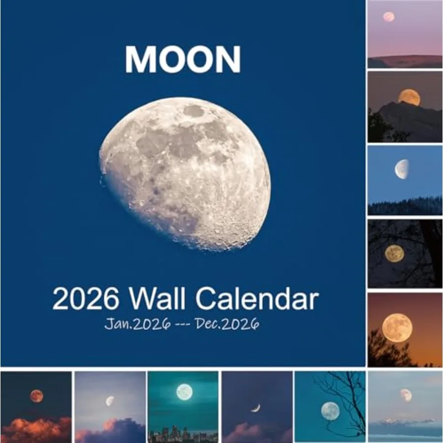 

2026 Moon Wall Calendar 13 Month Moon Phases Calendar 12" x 24" Opened Lur Calendar with Moon Tracking Full Page Months Thick a