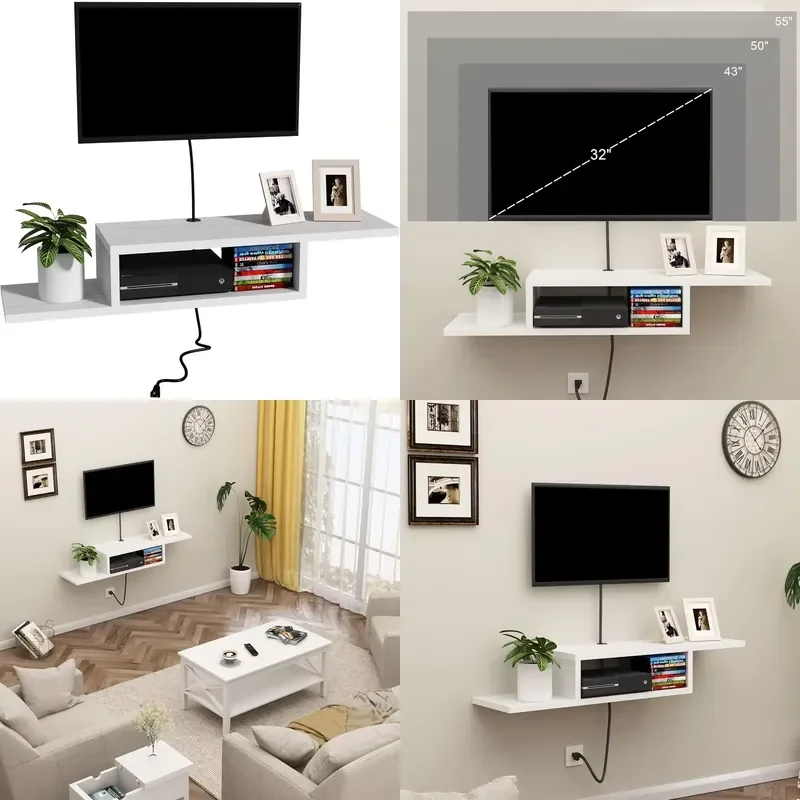 Solid Wood Wall-Mounted TV Stand for Living Room for Suspended TV Cabinets