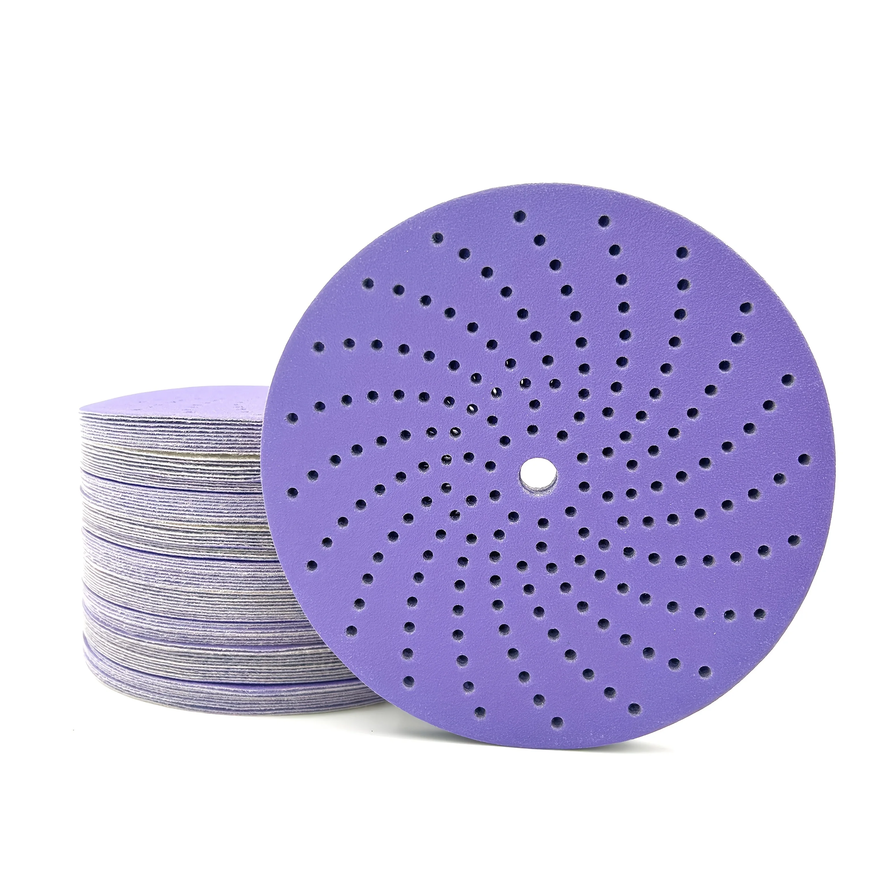 

6 Inch Ceramic Sandpaper Multiholes Purple Sanding Discs Hook and Loop Round Color for Woodworking