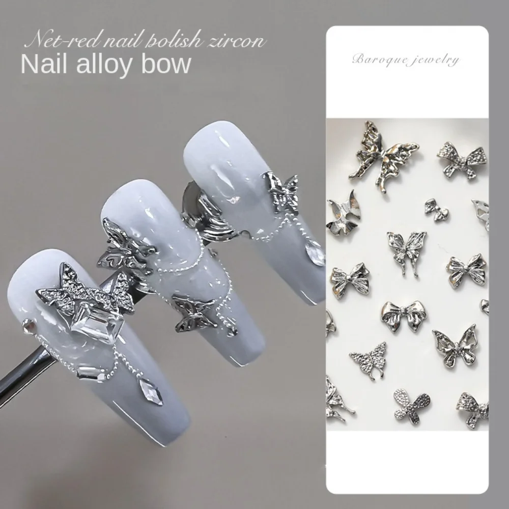 10pcs Crystal 3D Nail Art Decoration Jewelry Luxury Nail Rhinestone Wedding Design Metal Butterfly Nail Charm Nail Supply