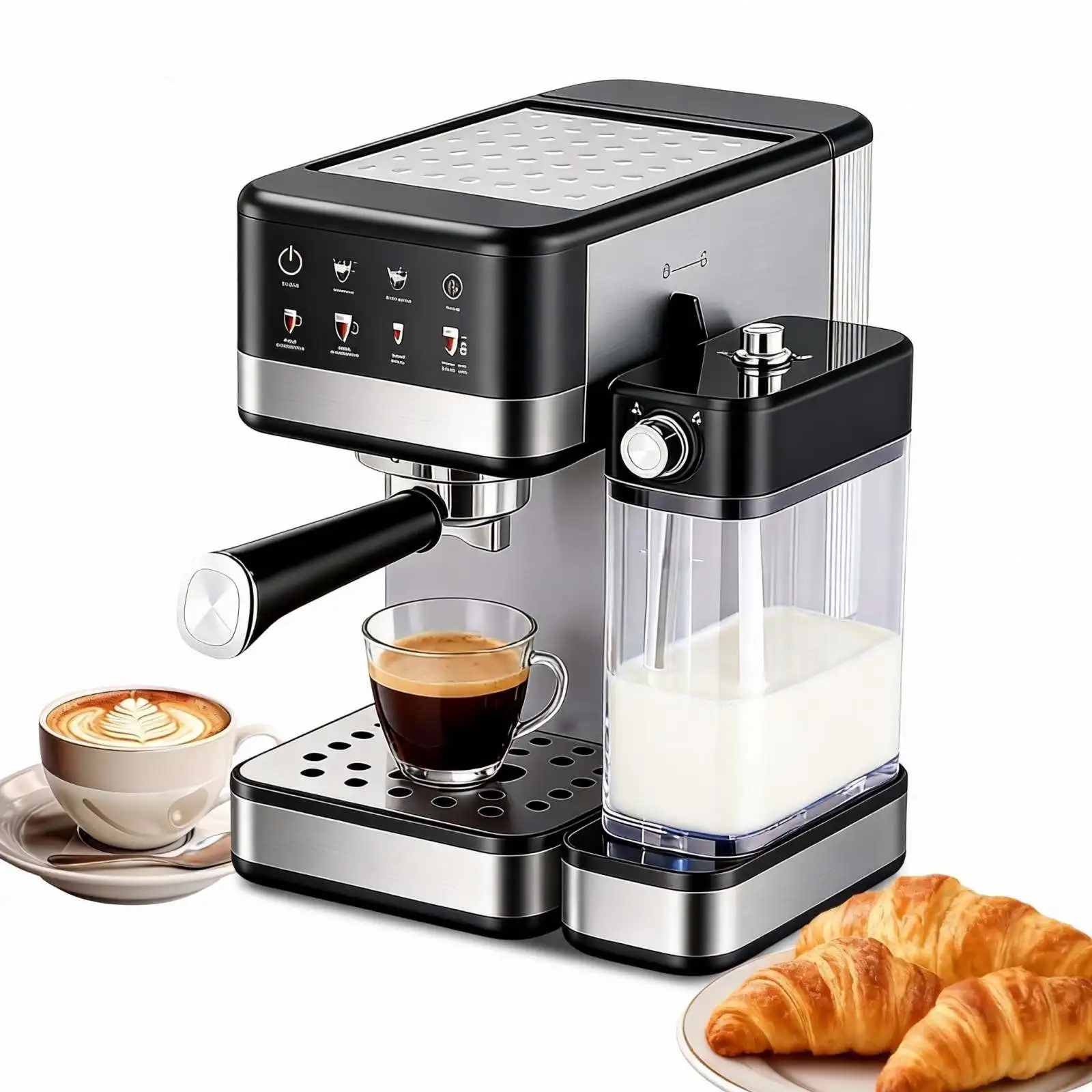 Automatische Espresso Kaffeemaschine, 20 Bar, mit Milchaufschäumer, 1,2L Wassertank und 1L Milchbehälter,  für Latte Cappuccino