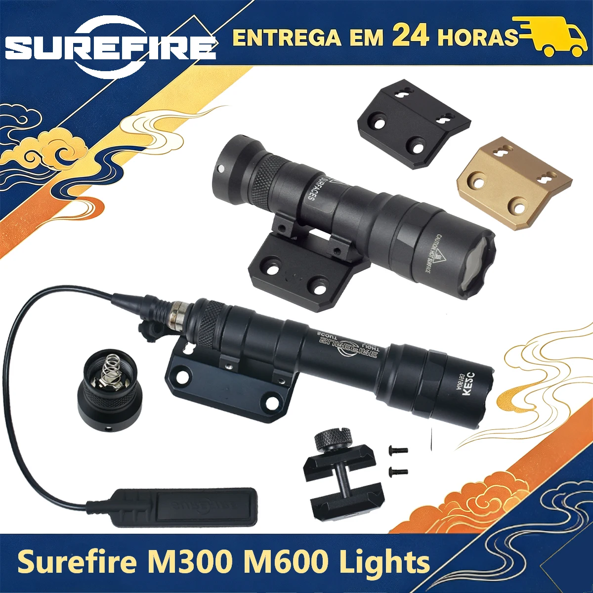 Tactical Surefire M300 M600C Flashlight SMR MloK Keymod Offset Mount M600 Scout Light Base Side Fit SMR System 20mm Picatinny