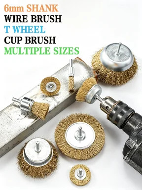 3pcs/5pcs Wire Brush Wheel Set 6mm Shank T Type Wheel Cup Brush for Angle Grinder Metal Rust Paint Cleaning