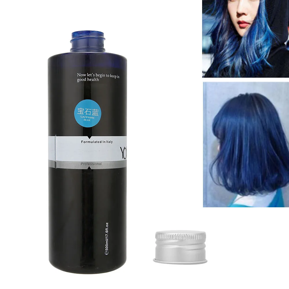 

500ml New Professional Natural Blue Hair Color Cream Long-Lasing Semi Permanent Hair Dye Cream Hairdressing Tool Supplies (Blue)