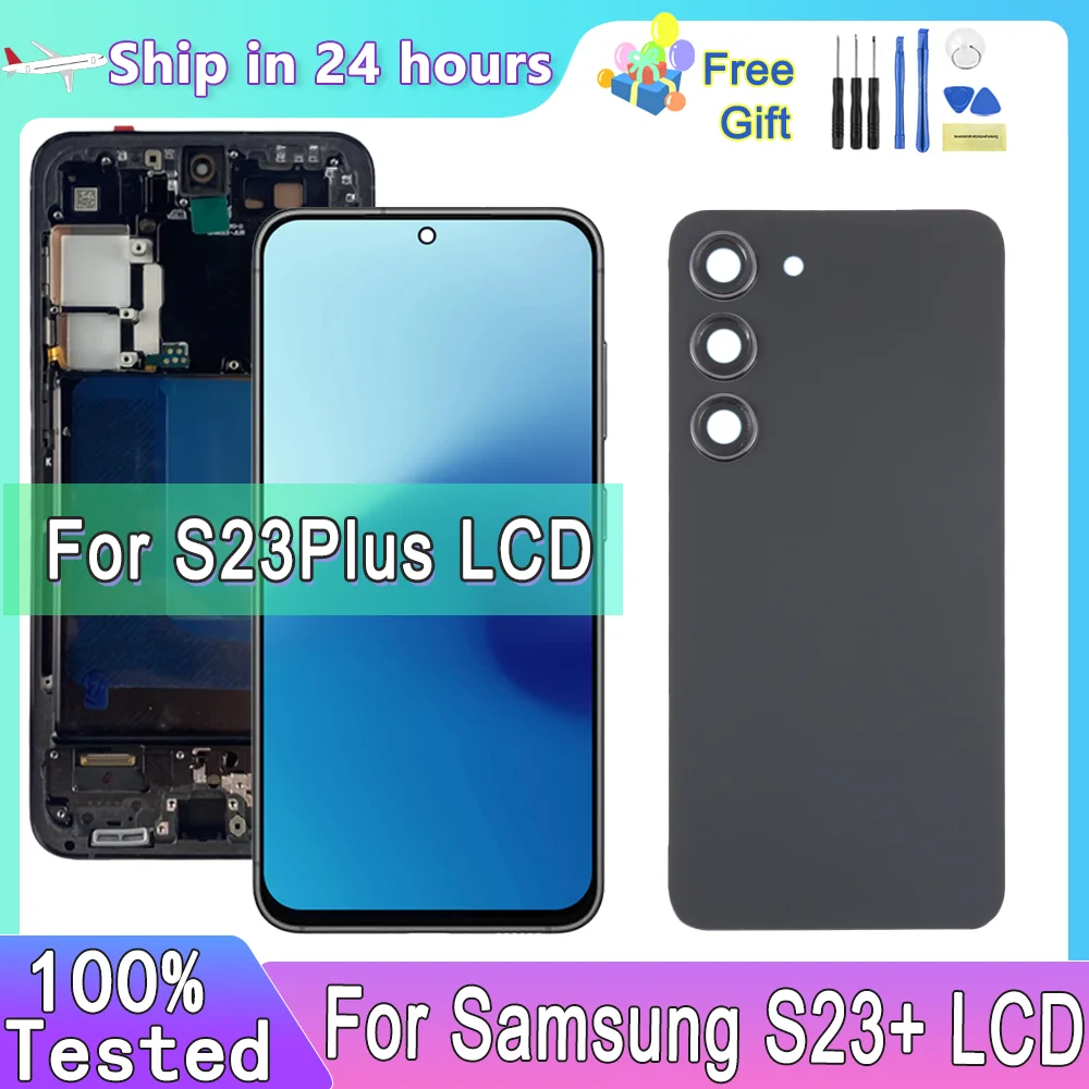 Tested For Samsung S23 Plus LCD S916B S916U S916W S916N Display Touch Screen Digitizer Screen Replacement Parts With Frame