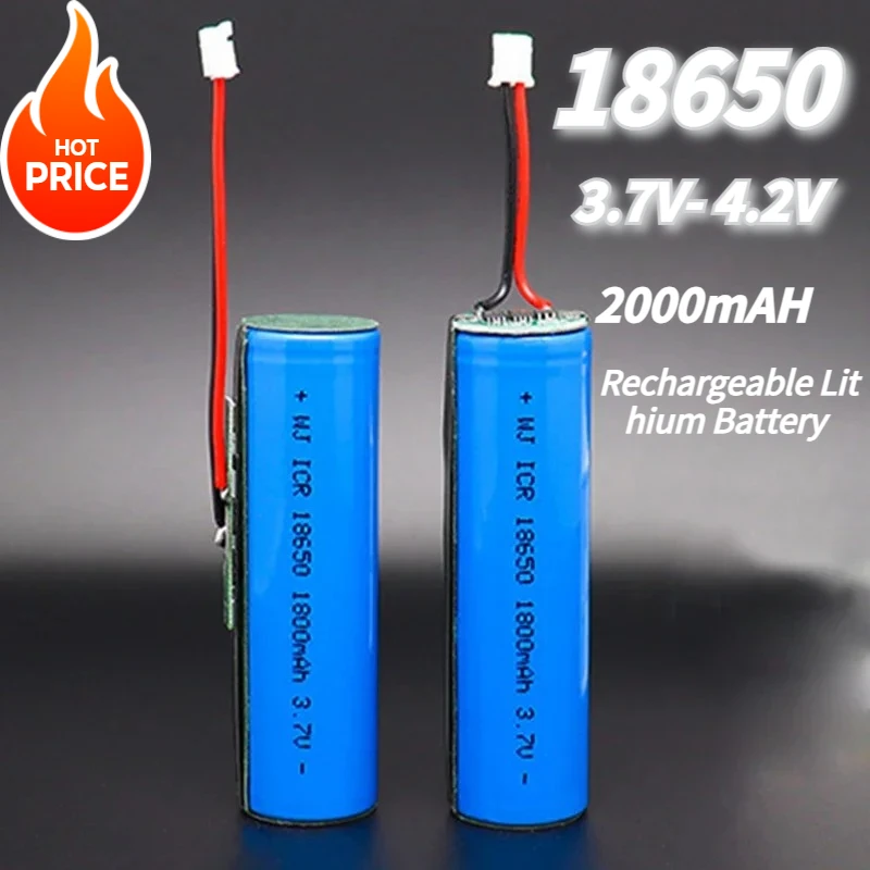 

Original 3.7V 2000mAH 18650 Li-ion Rechargeable Lithium Battery with PCB PH2.0-2P Battery for Fishing LED Light Bluetooth 4.2V