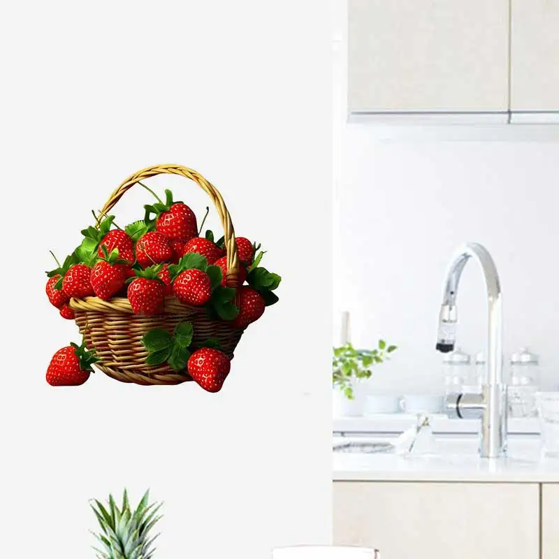 Fresh Fruit Strawberry Wall Stickers Kitchen Decoration Dining Room Living Room Cabinet Refrigerator Home Decoration S573
