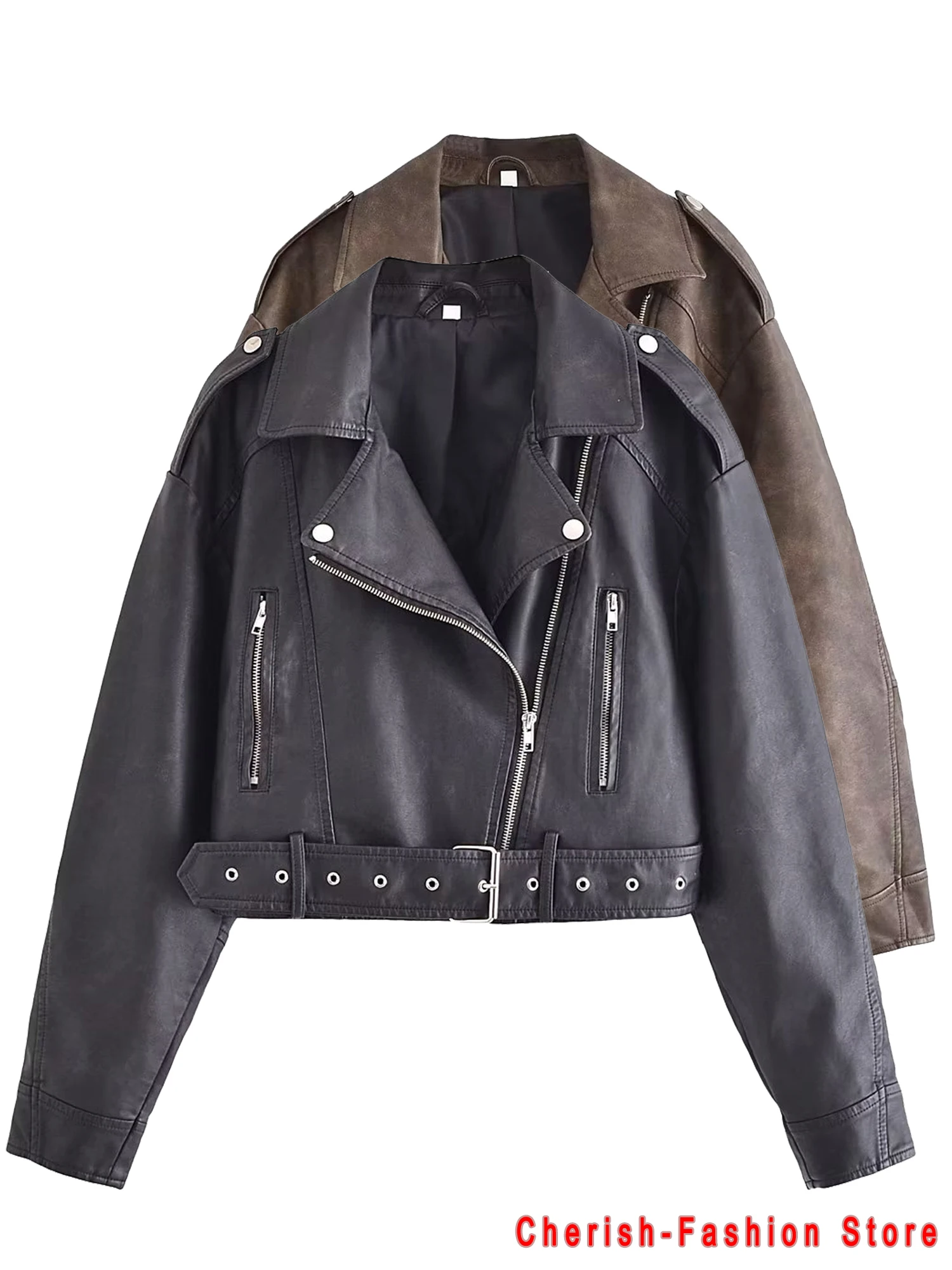 New Arrival 2023 Brand Vintage Leather Jacket Women Leather Coat Slim PU Jacket Leather Winter Autumn Motorcycle Leather Jackets