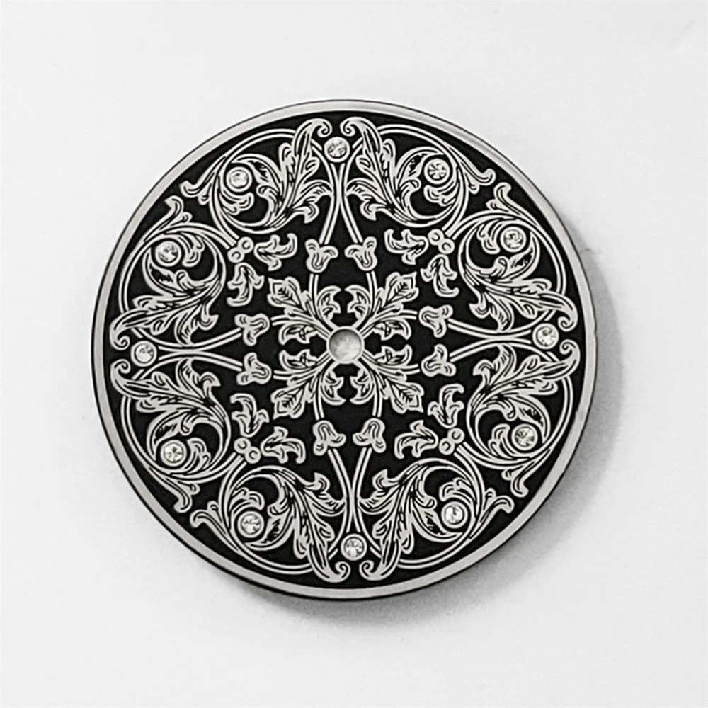 39mm Vintage Watch Dial for ETA 6497 Movement Replacement Engraved Flower Dial Mechanical Watch Face for ST3600 Movement