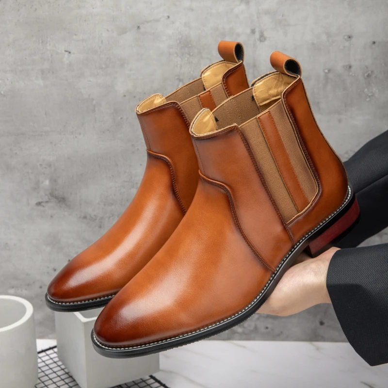 

Мужские ботинки челси из искусственной кожи на низком каблуке, однотонные профессиональные классические деловые мужские ботинки, размер 38-46