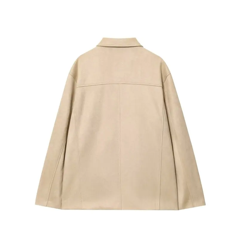 Autunno 2025 Nuovo pendolarismo da donna Versatile colletto ribaltabile in ecopelle Jaet Capispalla Sli Cappotto da donna ort 296906