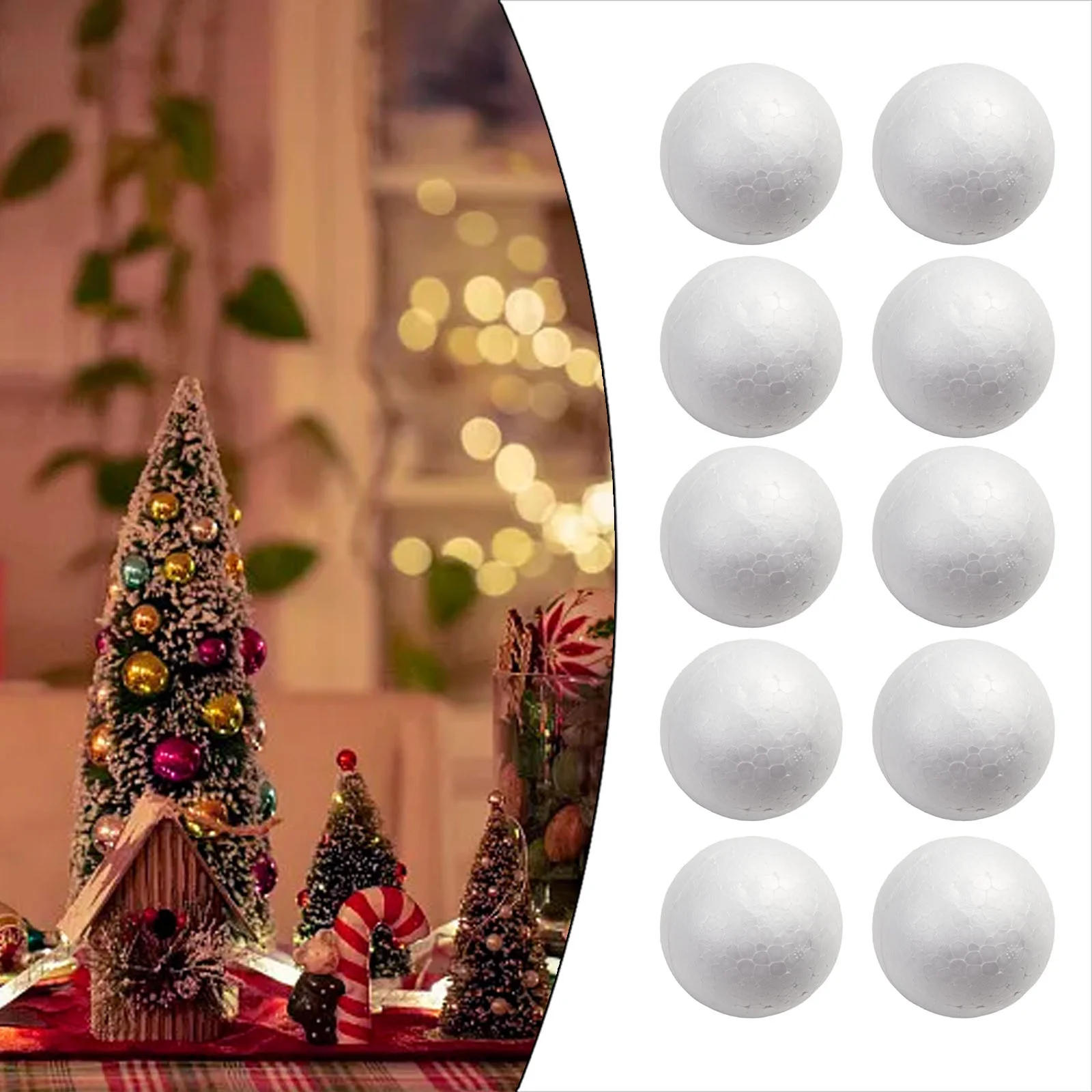 10pcs Solid Foam Ball Polystyrene Balls 50mm-100mm  Round DIY Accessory Handmade For Party Celebration Christmas Decoration