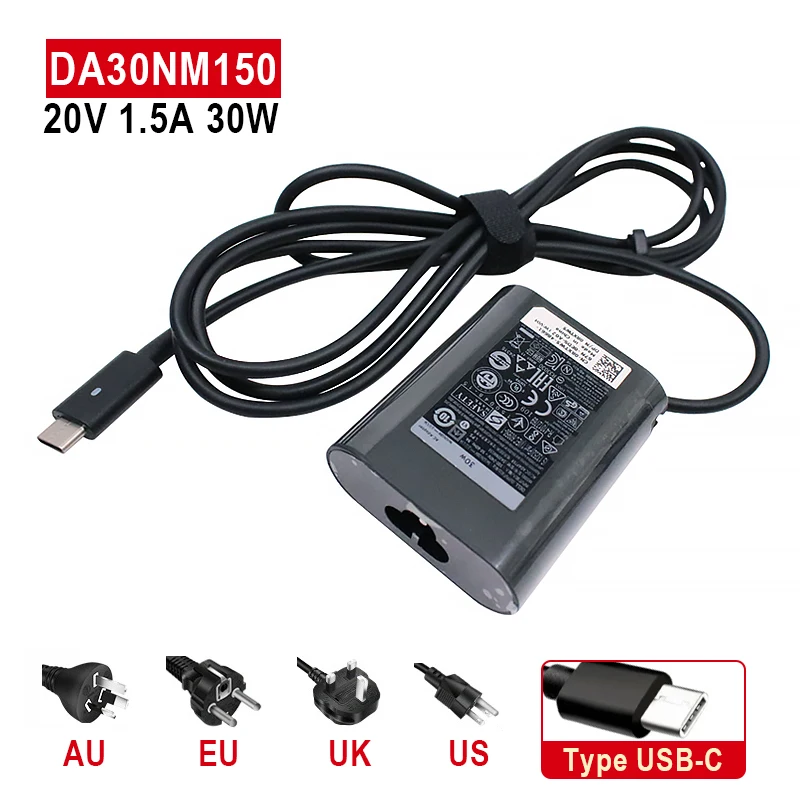 20V 1.5A 30W Type-C AC Power Supply For Dell Latitude 5175 7275 7370 7380  Laptop Fast Charger Adapter DA30NM150 HKA30NM150