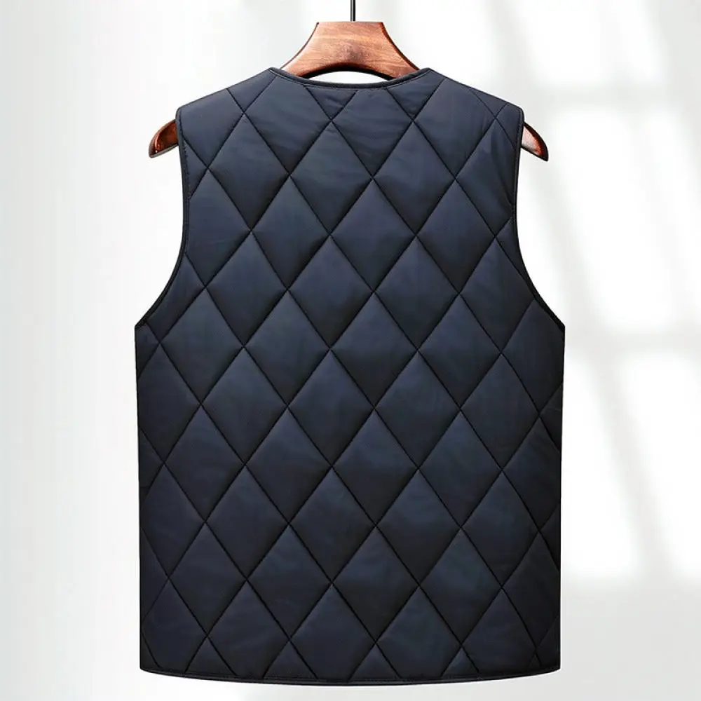 Mens Fleece Lined Thermal Gilet Autumn Winter Sleeveless Jacket Oversized Casual Waistcoat For Middle Aged Father Daily