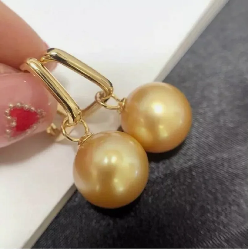 

huge Gorgeous AAAA++++ REAL NATURE 10-11mm south sea Round Pearl Earrings box