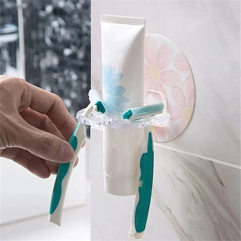 1/2/4PCS No Punch Toothbrush Toothpaste Organizer Multifunctional Wall Mounted Toothbrush Holder Bathroom Accessories