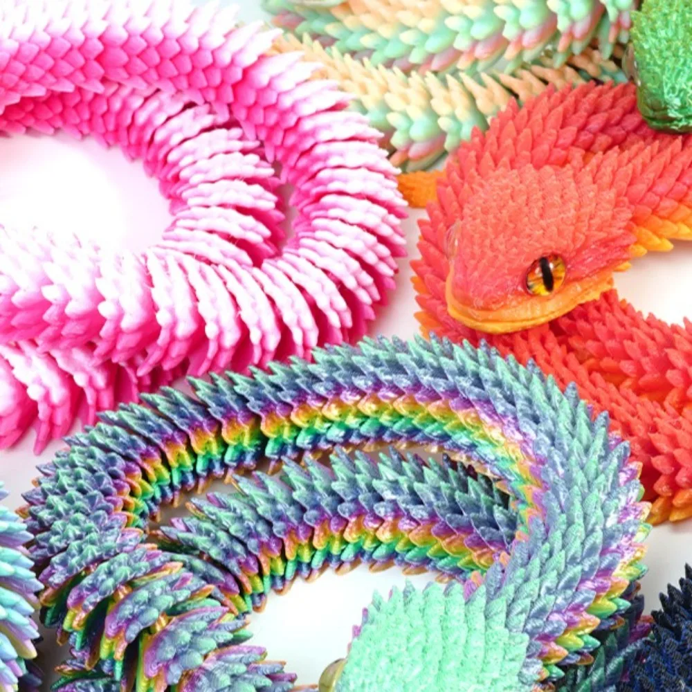 Realistic 3D Printed Snake Multicolor Rotatable Simulated Snake Ornament 30/45/60cm Simulation Animal Simulation Model