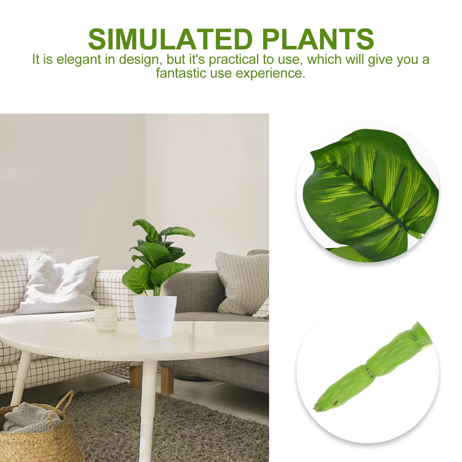 

2 Pcs PVC Leaves Imitated Plant Decor Home Imitated Plant Leaves nament Safe Environmental Friendly Long Lasting