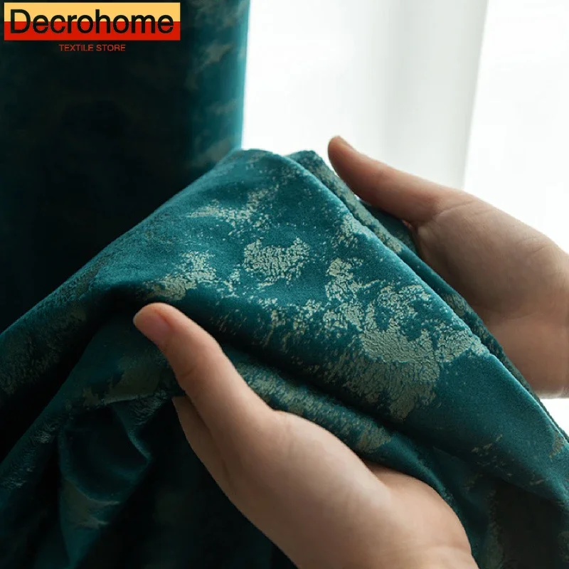New Luxury Simple Nordic Flannel Blackout Velvet Curtains for Bedroom Living Room Home Decor Solid Color Dark Green