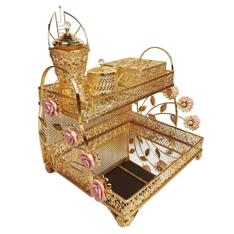 Luxury Gold Rimmed Glass Tea Cup Set Elegant Arabic Style Coffee Mugs For Home Kitchenware Gift Boxed Drinking Ware