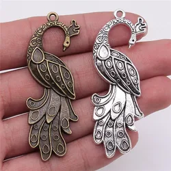 WYSIWYG 2pcs 61x21mm Pendant Peacock Phoenix Peacock Bird Charm Pendants For Jewelry Making Peacock Pendants