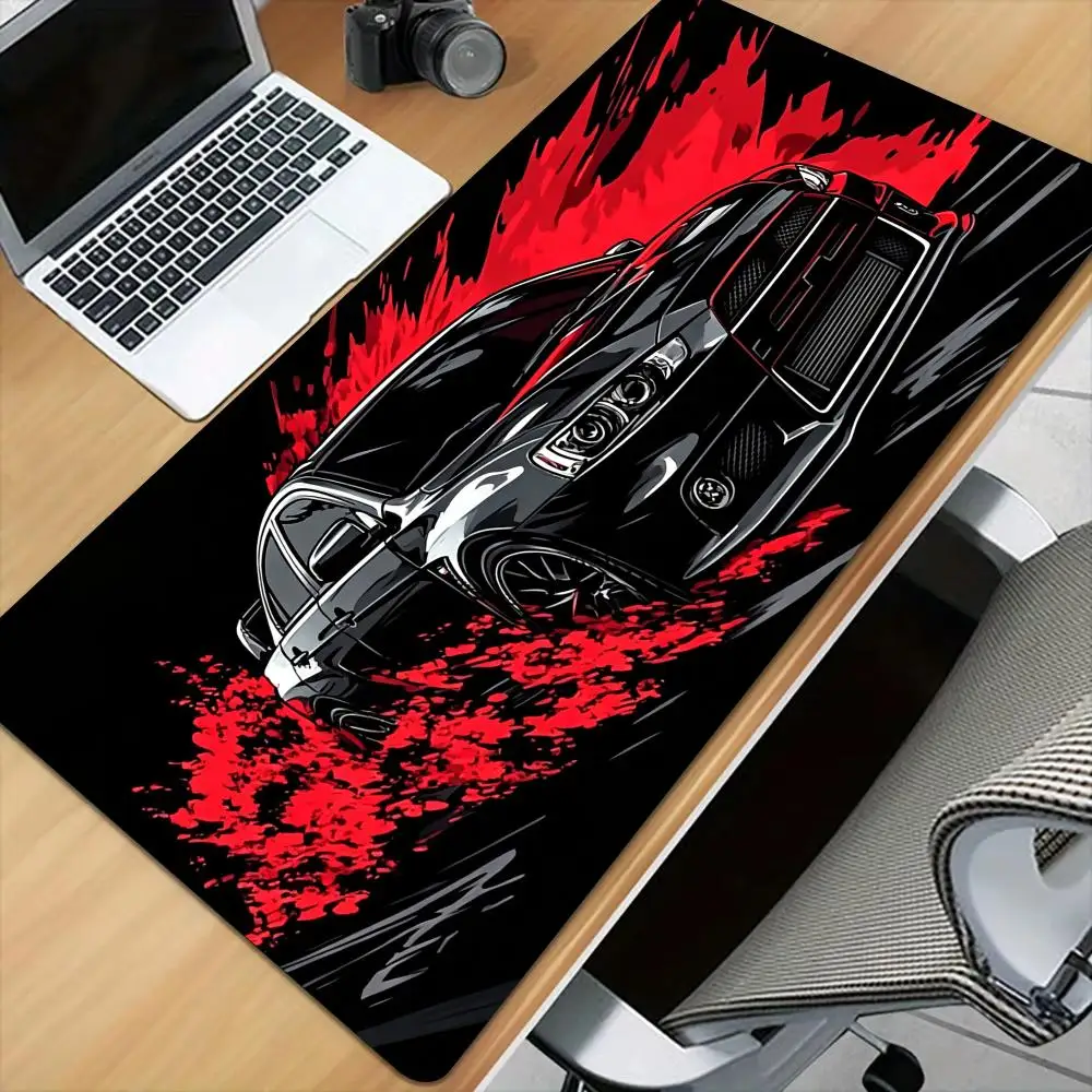 Cool black sports car Mouse Pad Desk Mat with Stitched Edge XXL Mousepads Rubber Anti-slip Gamer Keyboard Rug Gaming Mats