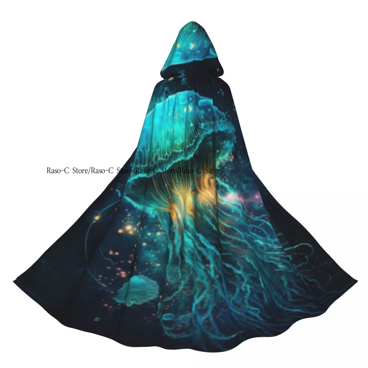 عباءة مقنعين للجنسين عباءة مع غطاء محرك السيارة قنديل البحر التوضيح عباءة مصاص دماء الساحرة كيب تأثيري حلي #4