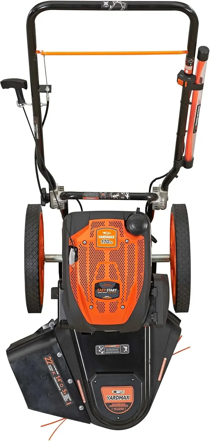 22 in. 170cc Gas Walk Behind String Trimmer Mower Orange Designed to get big jobs done fast Tool-free height adjusting