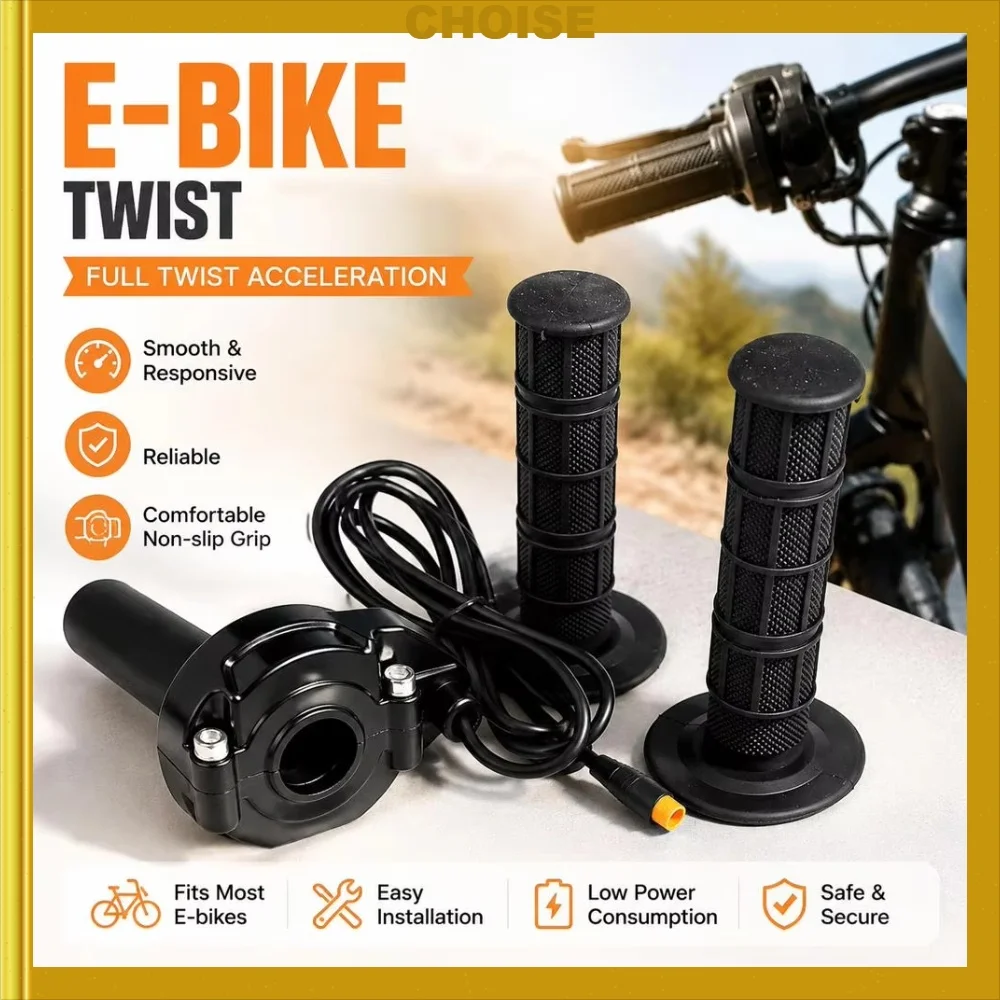 E-Bike Volldrehgas 3-Pin E-Bike Gasgriff-Kit 12V-72V Wasserdichter Schnell-Drehgasgriff für Macfox X1 HappyRun