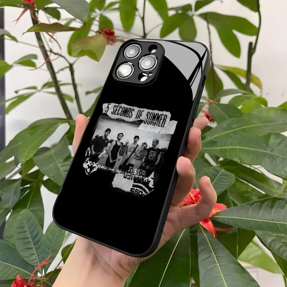 5 Sos Seconds Summer Phone Case for Iphone 16 15 14 12 11 13 Pro Max Mini 8 X Xr Xs Puls Black Glass Cover