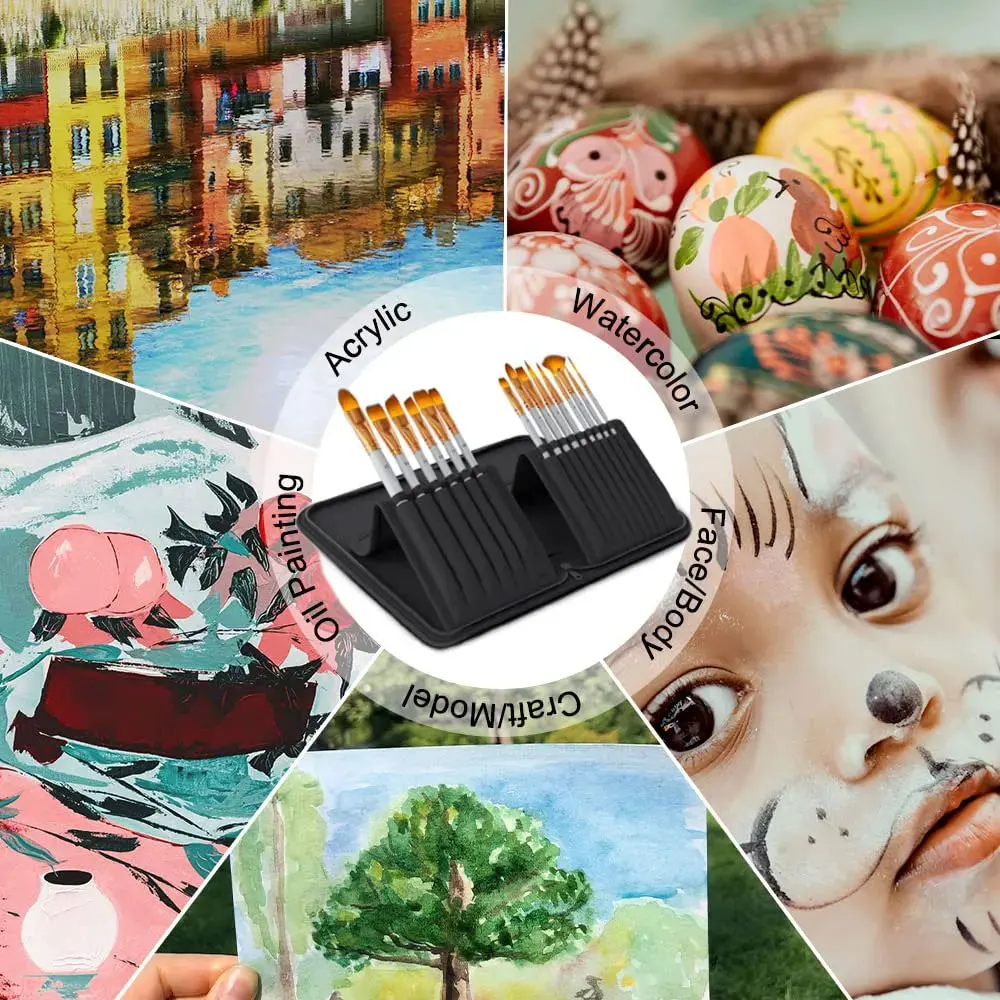 

Набор кистей для художника, 15 кистей разных размеров, 1 нож для палитры и 1 губка, портативный набор кистей для акрила, масла, акварели.