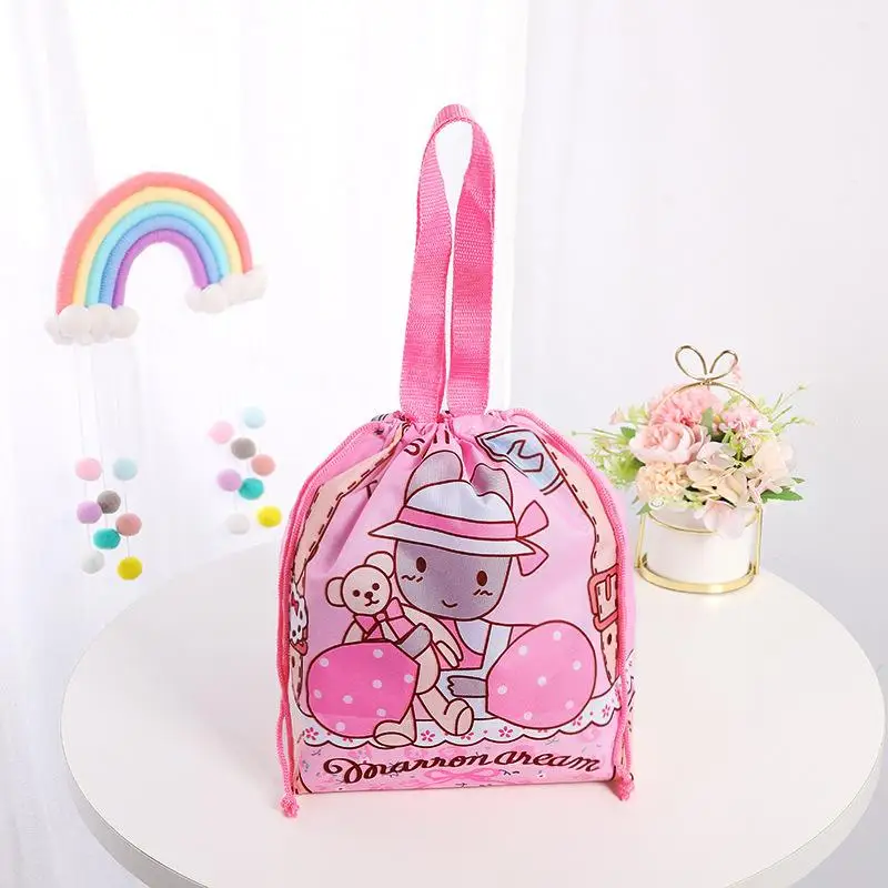 Kawaii Cute Sanrio Hellokitty Mymelody Bad Badtz Maru Hangyodon Bag Drawstring Drawstring Tote Bag Lunch Box Bag Gift For Girls