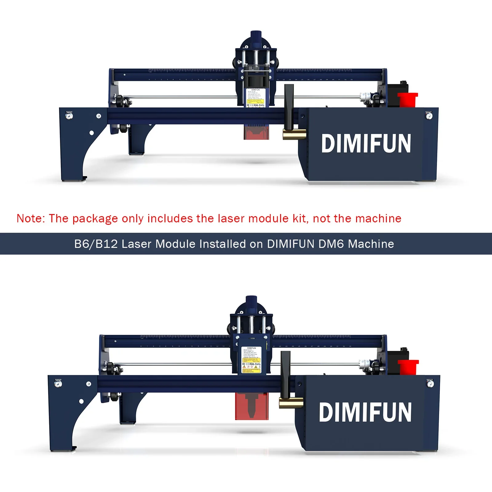 Versatile 6/12W Head for Woodworking engraving machine Upgrade, DIMIFUN B6B12 Laser Module with 6W Power Output