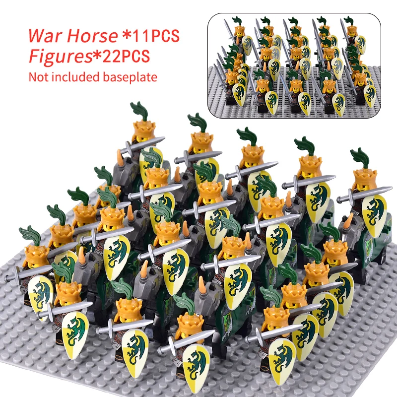 Medieval Figures Middle Ages Rome Infantry Cavalry Soldiers Horse Castle King Dragon Knights Building Blocks Bricks Toys gifts