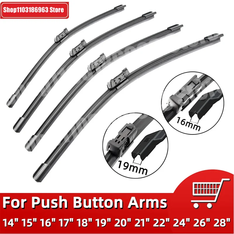 

Car Wiper For Push Buttom B2 B5 Windshield Wiper Blades Universal Soft Rubber Frameless Bracketless 26" 24" 22" 21" 18" 16" 14"