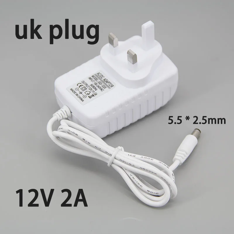 white UK plug AC 110V-240V to DC 12V 2A Power Supply transformer Adapter Switching Converter Charger For Strip Driver