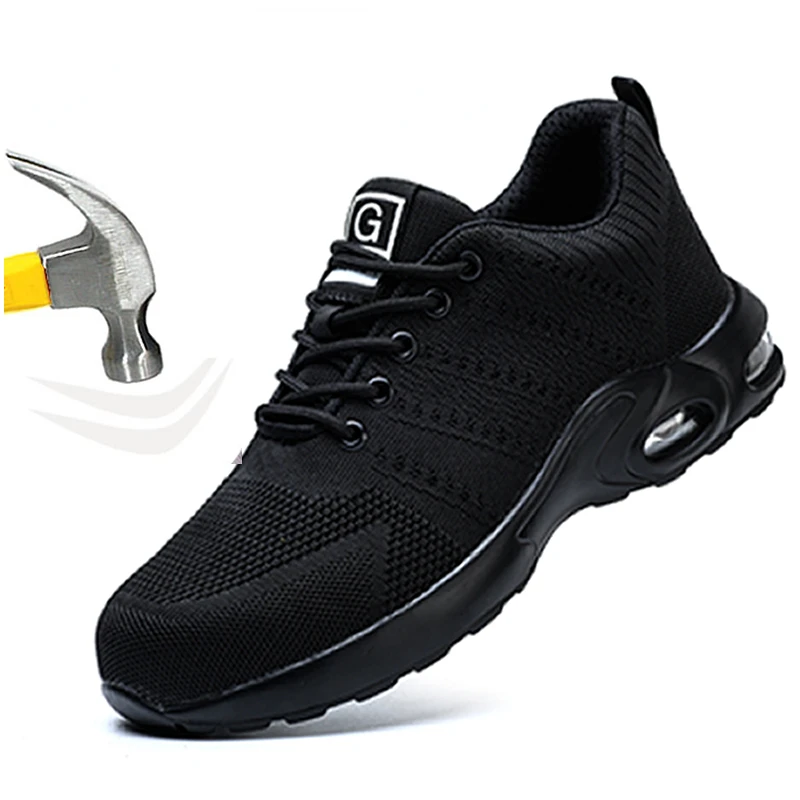 Air Cushion Work Safety Shoes For Men Women Breathable Work Sneakers Steel Toe Shoes Anti-puncture Safety Protective Shoe