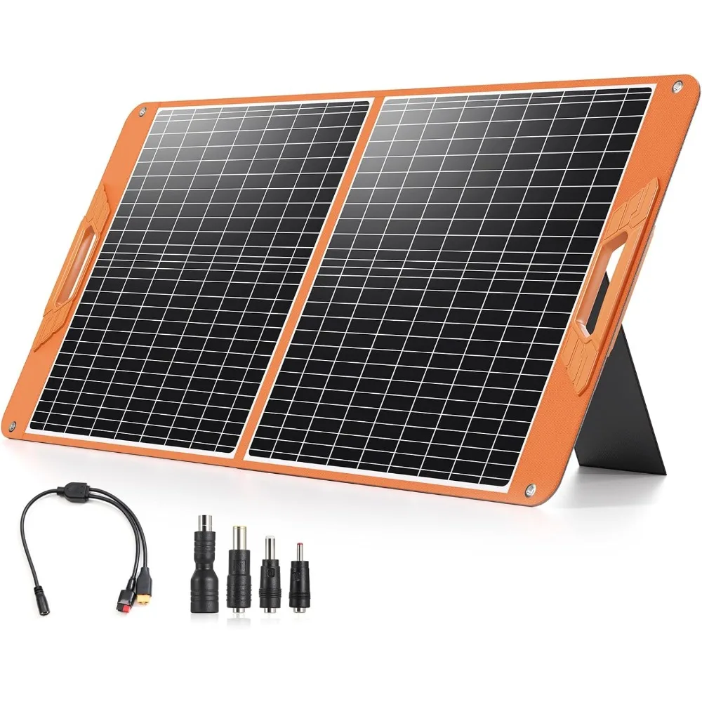 

60W Portable Solar Panel for Power Station, 19.8V Foldable Solar Charger with DC/XT60/Anderson Cable & QC3.0 USB Outputs, 23% Hi