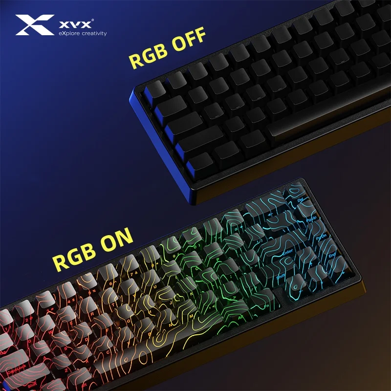 XVX Topographic New Version Pattern keycaps Shine-Through OEM Profile Phantom Keycaps IMD-Tech Keycap Set Skin Feeling