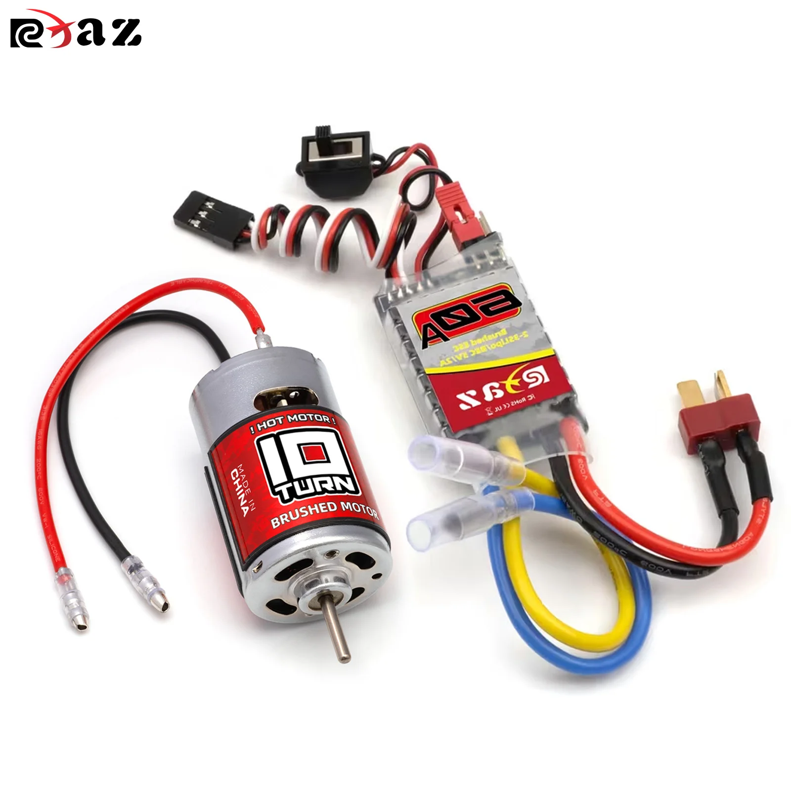 RCXAZ RC 550 Pro Brushed Motor 10T/12T/20T/27T/45T/65T with 60A/320A ESC for 1/10 Scale RC Off-Road Vehicle RC Parts