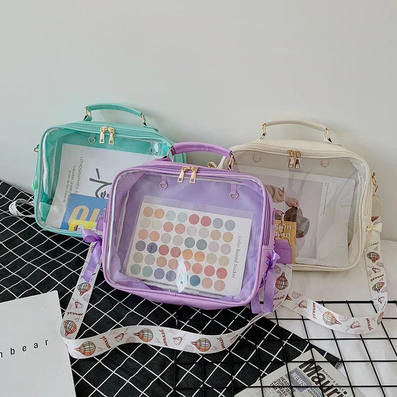 PU leather waterproof, lightweight, large-capacity transparent ita bag backpack, multi-purpose single-shoulder bag
