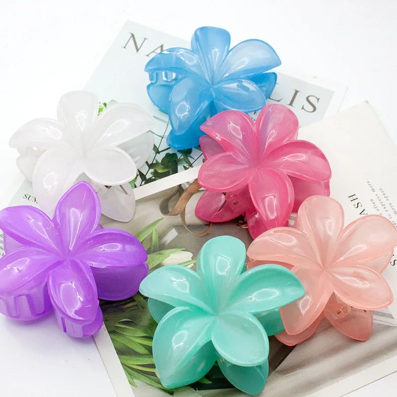 مشبك شعر جديد بسيط بلون واحد على شكل زهرة خماسية البتلات، مشبك شعر أنيق وبسيط للجزء الخلفي من الرأس، إكسسوار شعر عصري