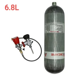 Acecare 6.8l ce 4500psi cilindro de mergulho fibra carbono com válvula calibre preto e estação enchimento rosca m18 * 1.5 para mergulho