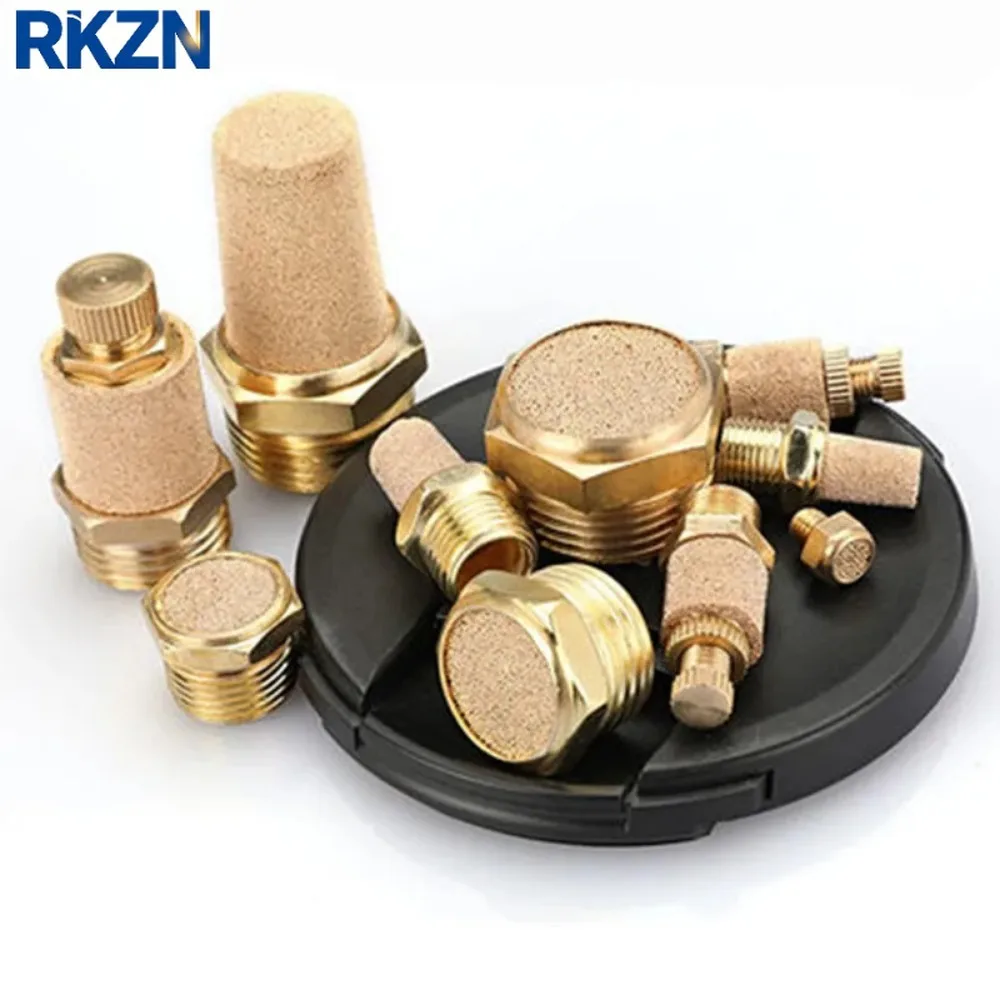 Pneumatic Exhaust Noise Reducer Brass 1/8 1/4 3/8 1/2 BSP Male Thread for Air Cylinder, Long & Short Type BSL Series